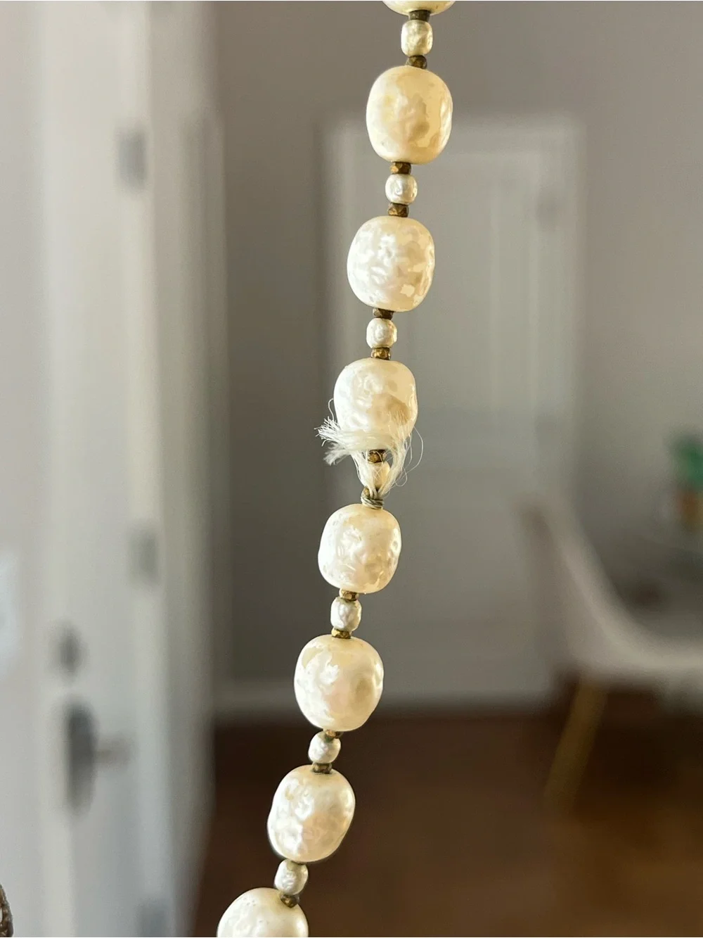 Vintage Miriam Haskell Glass Baroque Pearl Double-Layered Long Beaded Necklace